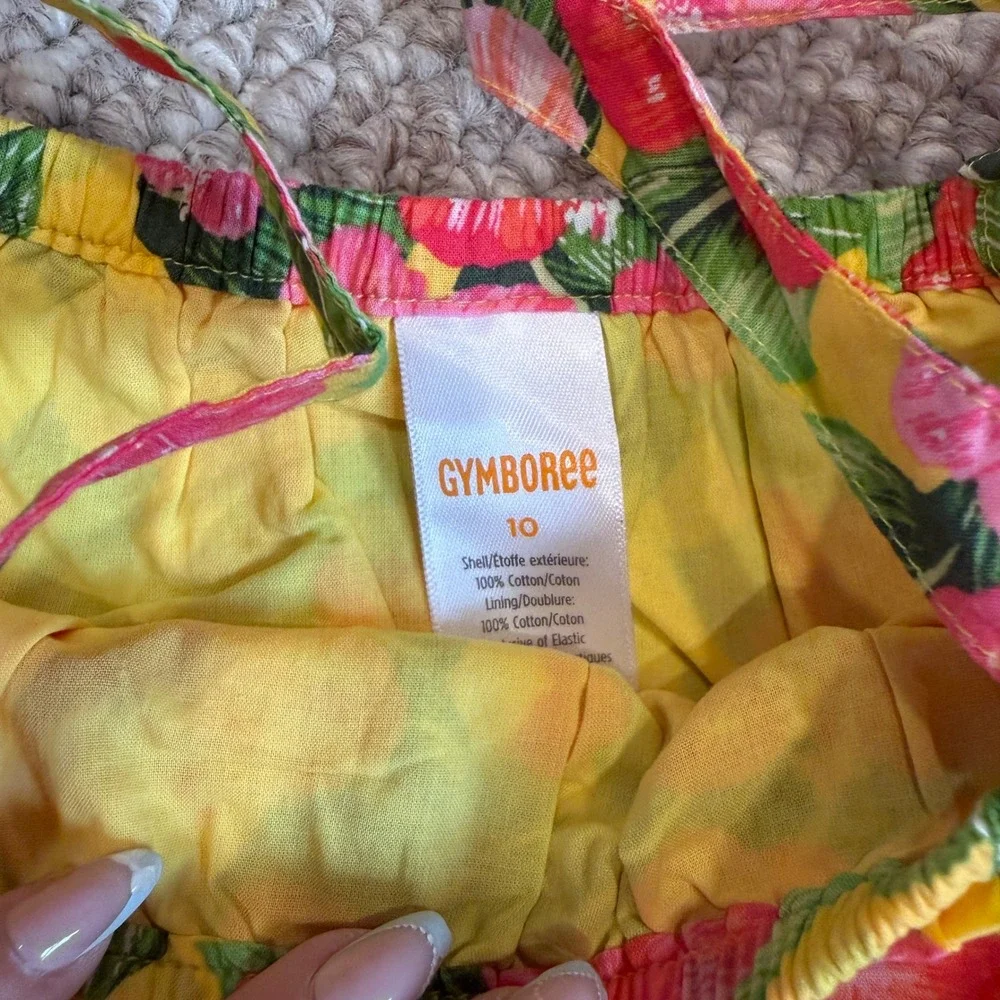 Gymboree Girls‎ Yellow Hibiscus Floral Smocked Top and Tiered Skirt Set Size 10
